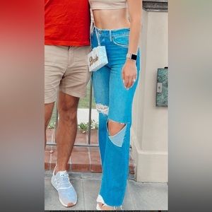 High waisted straight jeans